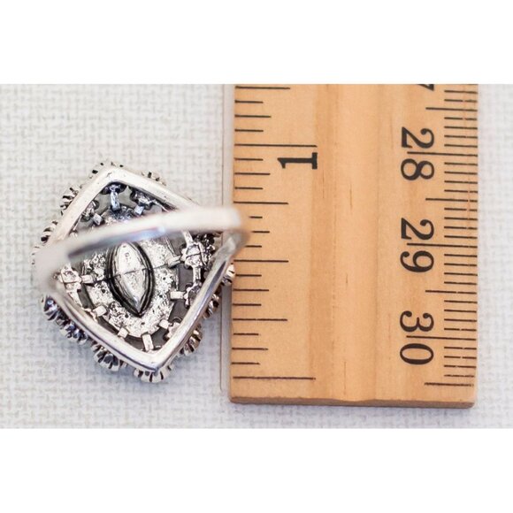 Bohemian Teal Evil Eye Ring Size 9 1/2 - T1 - Picture 3 of 3